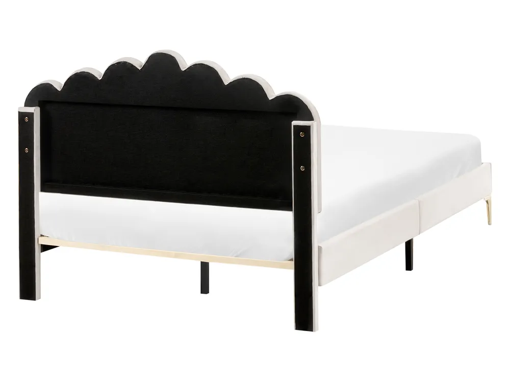 Bett mit Lattenrost Samtstoff SAUVIAN 120 x 200 cm Cremeweiß_1014434