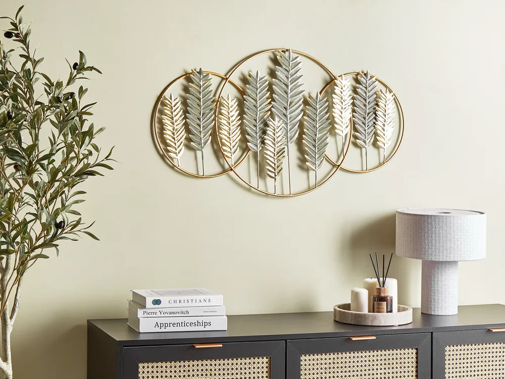 Wandobjekt Blatt COPERNICIUM Metall 50 cm Gold