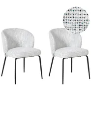 Esszimmerstuhl 2er Set ZANA Stoff Weiß / Blau_1015731