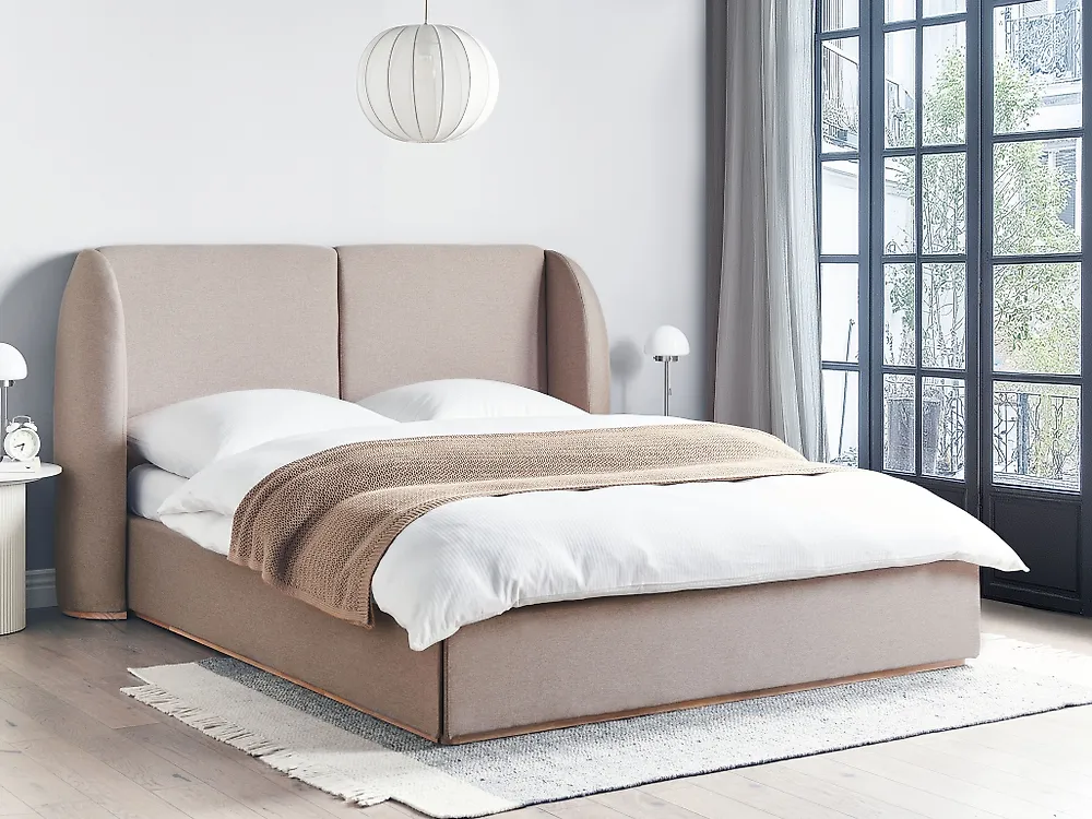 Bett mit Stauraum MONESTIER Stoff Taupe 160 x 200 cm_1184069