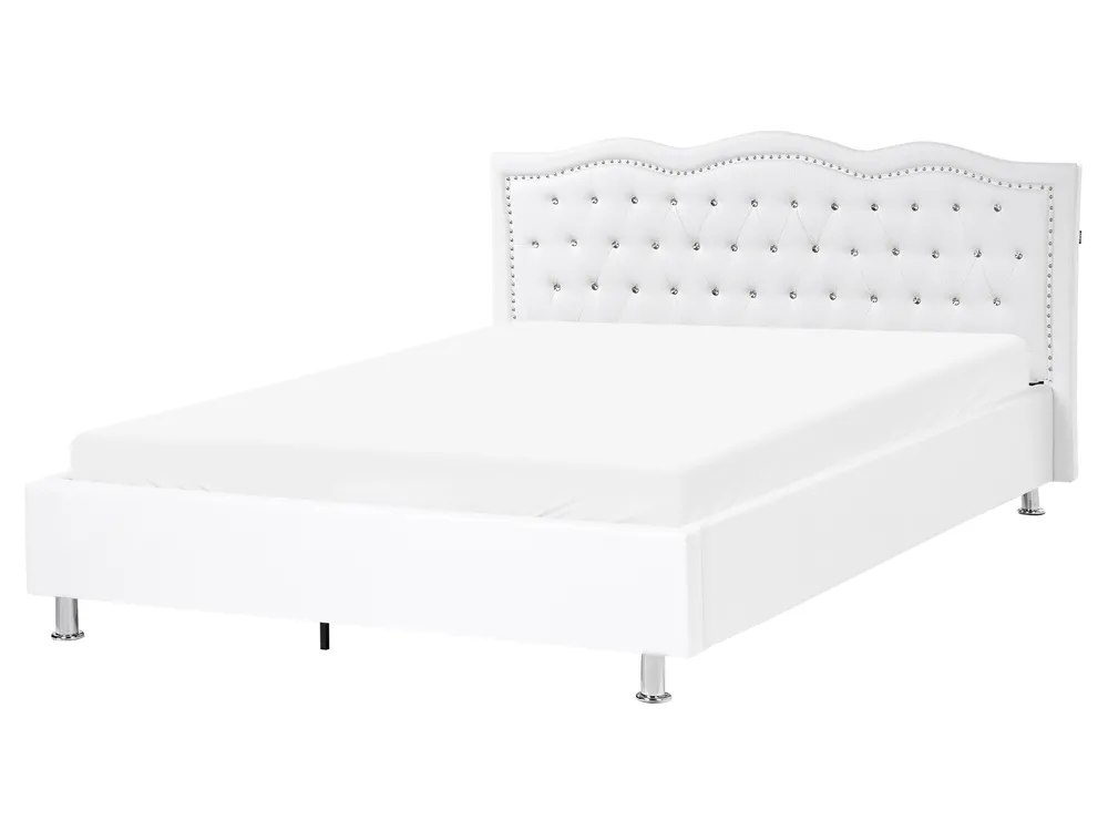 Bett mit Stauraum METZ Kunstleder Weiß 160 x 200 cm_1060471
