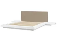 Bett mit LED Bouclé ZEN 160 x 200 cm Weiß_1080236