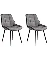 Esszimmerstuhl 2er Set MELROSE Kunstleder Grau