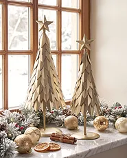 Set of 2 Figurines KEMIJOKI 41/48 cm Christmas Tree Gold_1156601