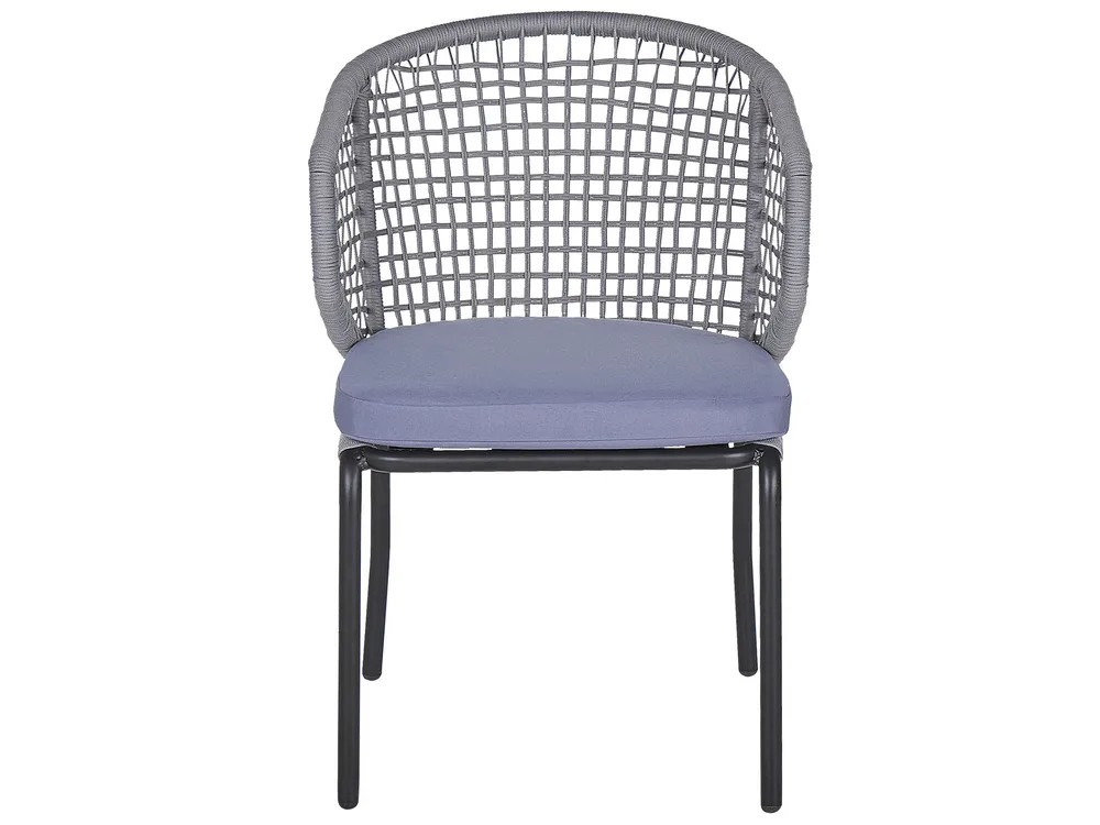 Bistro Set inkl. Kissen PALMI Metall Grau_808231