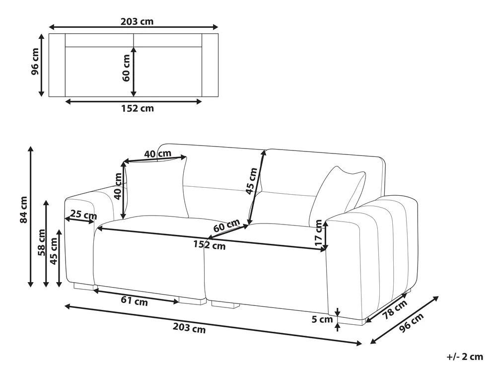 Sofa 3-Sitzer FAUSKAN Stoff Beige_969032