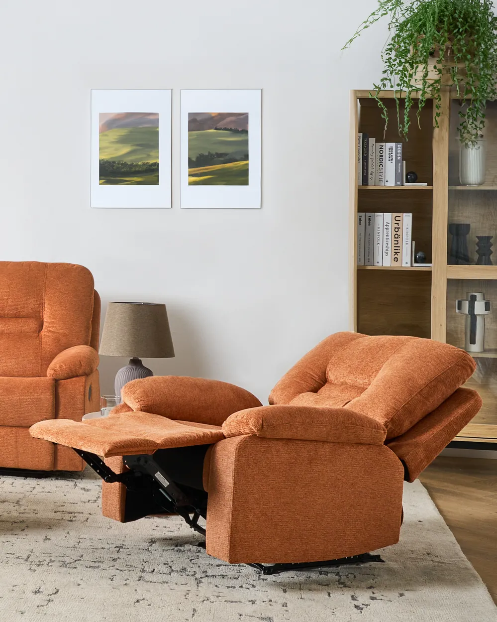 Fernsehsessel BERGEN mit Fußstütze Stoff Orange