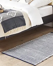 Rug SOFULU Navy Blue 80 x 150 cm Cotton_1184523