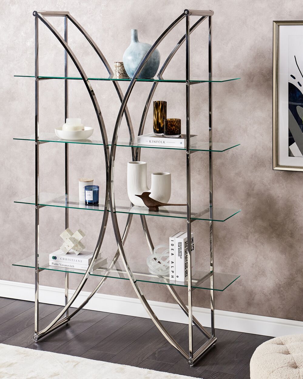 4 Tier Shelving Unit HOLLOW 175 cm Metal Silver