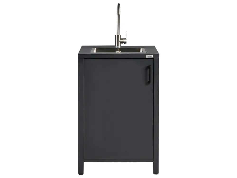 Outdoor Kitchen Cabinet with Sink ROCHA Graphite Grey Metal_1079748