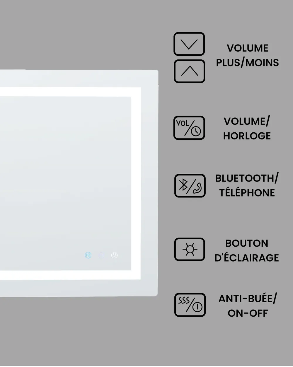 Miroir de salle de bain LED PRENOIS 80 cm 60 cm Argenté_940478
