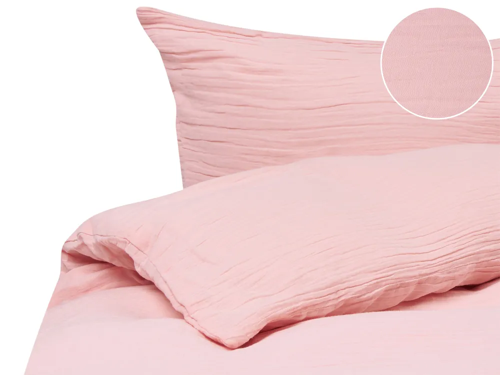 Bettwäsche-Set SUMNER 200 x 200 cm Baumwollmusselin Pastellrosa