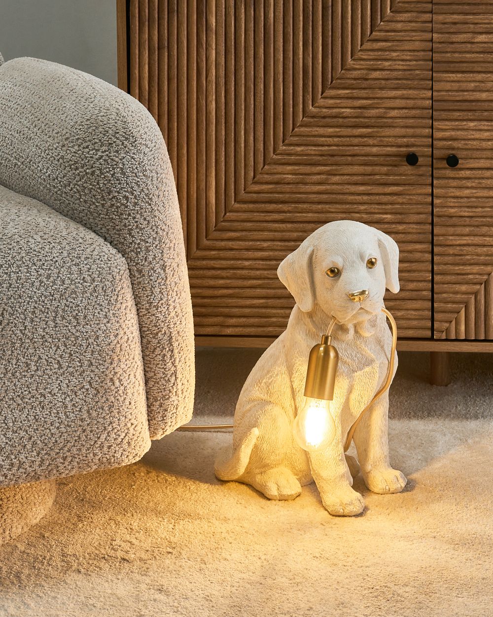 Table Lamp Dog LUCKY White