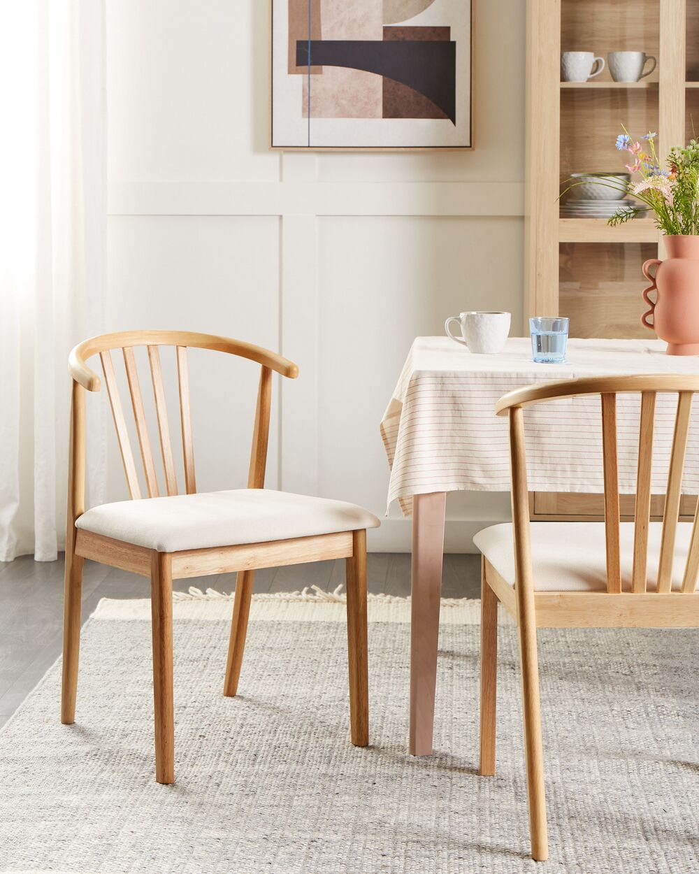Esszimmerstuhl 2er Set CRAIG Holz Hellbraun / Beige