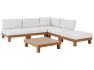 Garten Ecksofa mit Tisch 5-Sitzer SANZA modular Metall Weiß linksseitig_965801