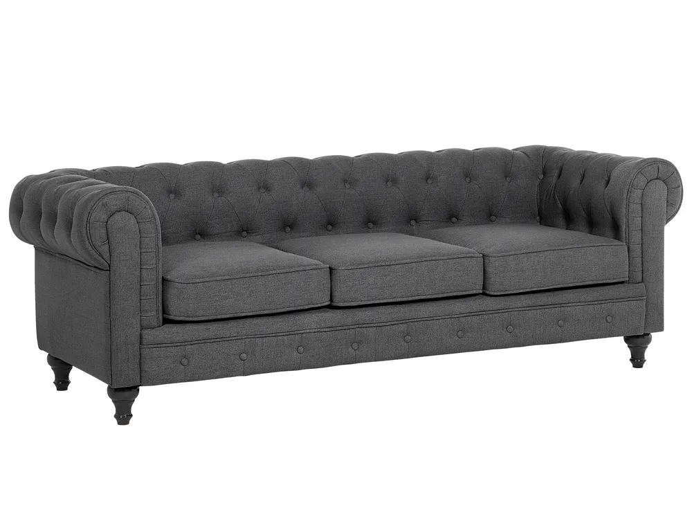 Sofa 3 Seater CHESTERFIELD Fabric Grey_675358