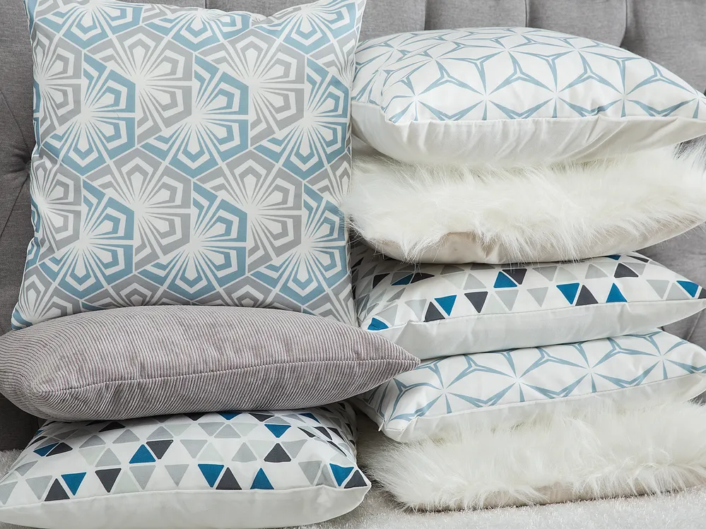 Set of 2 Decorative Cushions PRIMROSE 45 x 45 cm Light Blue Ikat_770059