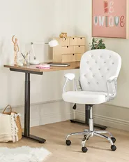 Desk Chair PRINCESS Faux Leather White_855622
