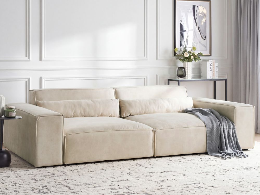 Modulsofa 2-Sitzer HELLNAR Samtstoff Hellbeige