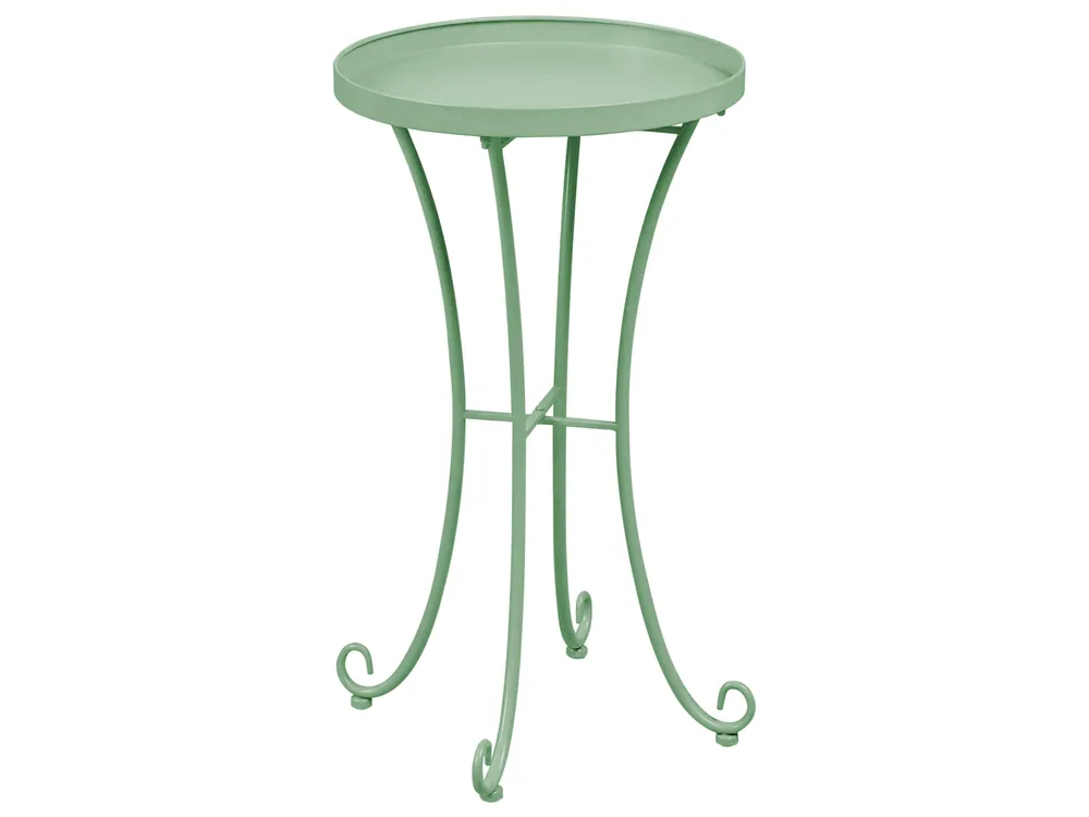 Outdoor Beistelltisch CAVINIA 40 cm 40 cm Metall Grün