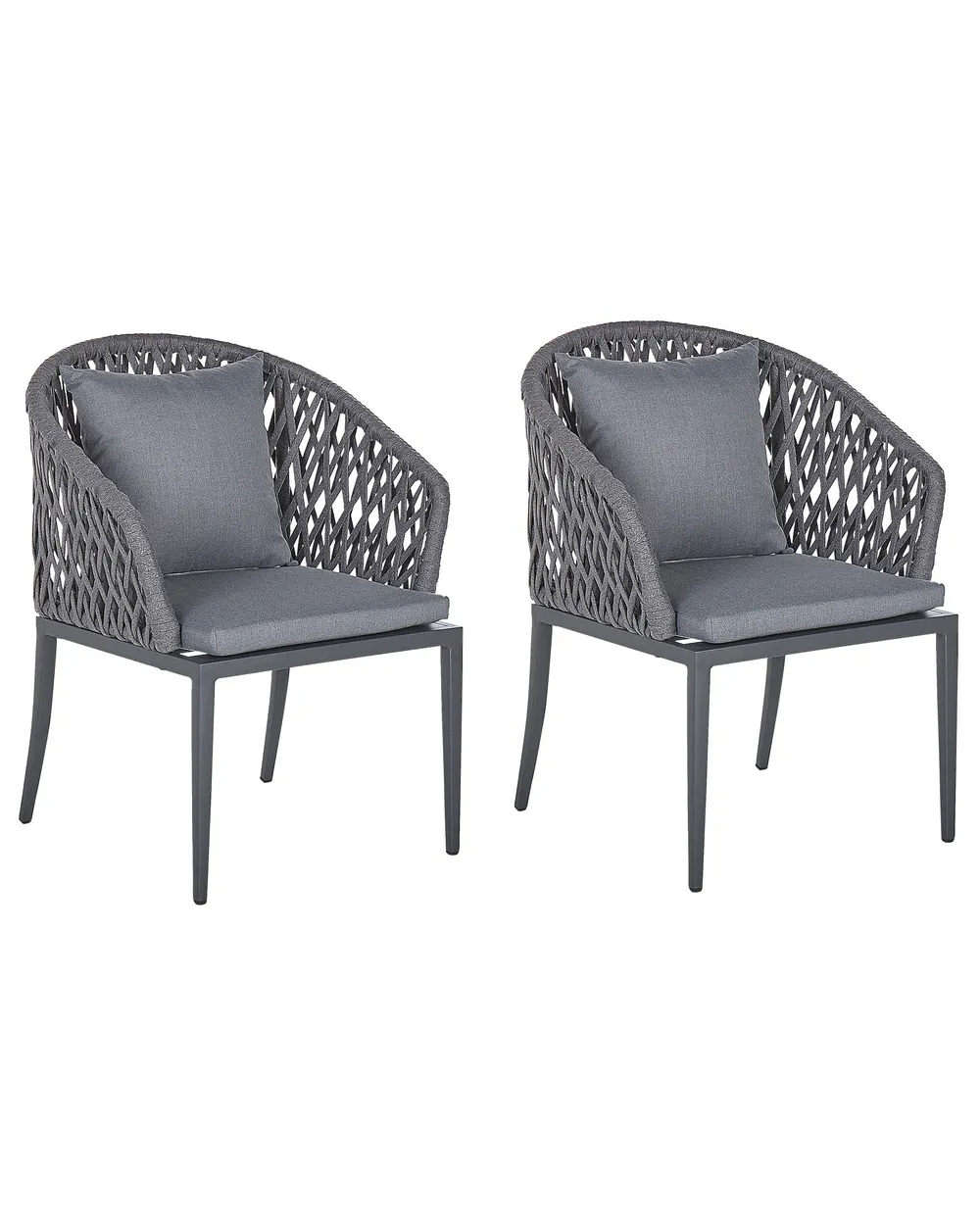 Set mit 2 Stühlen und Sitzkissen LIPARI Metall Grau