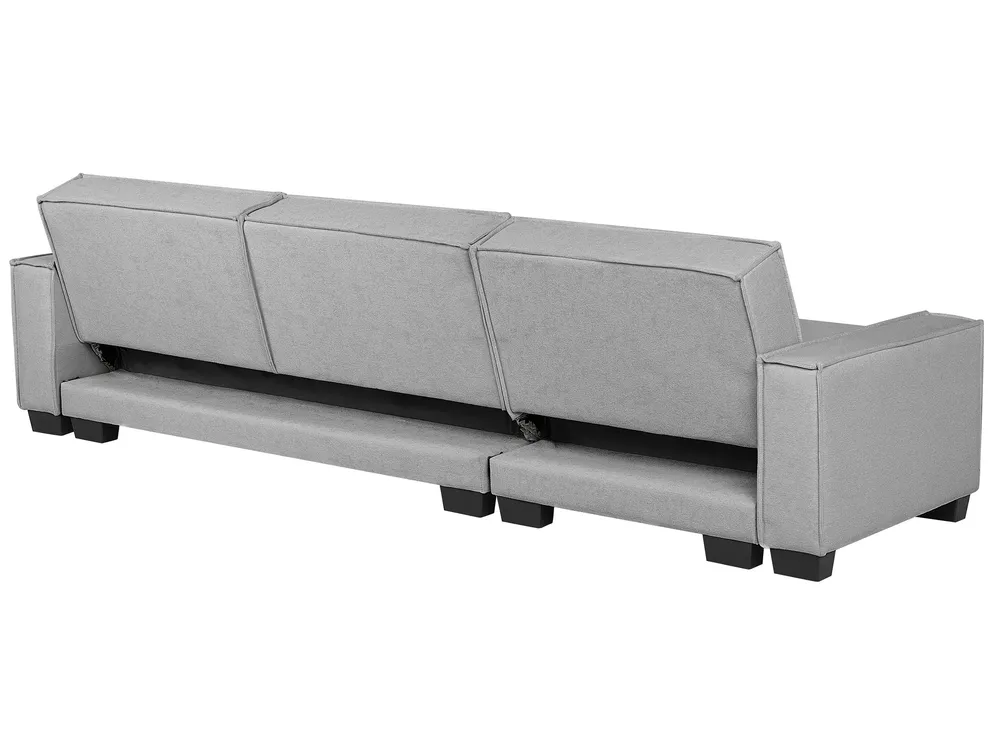 Corner Sofa Bed 3 Seater ROMEDAL Fabric Light Grey Left Hand_748908