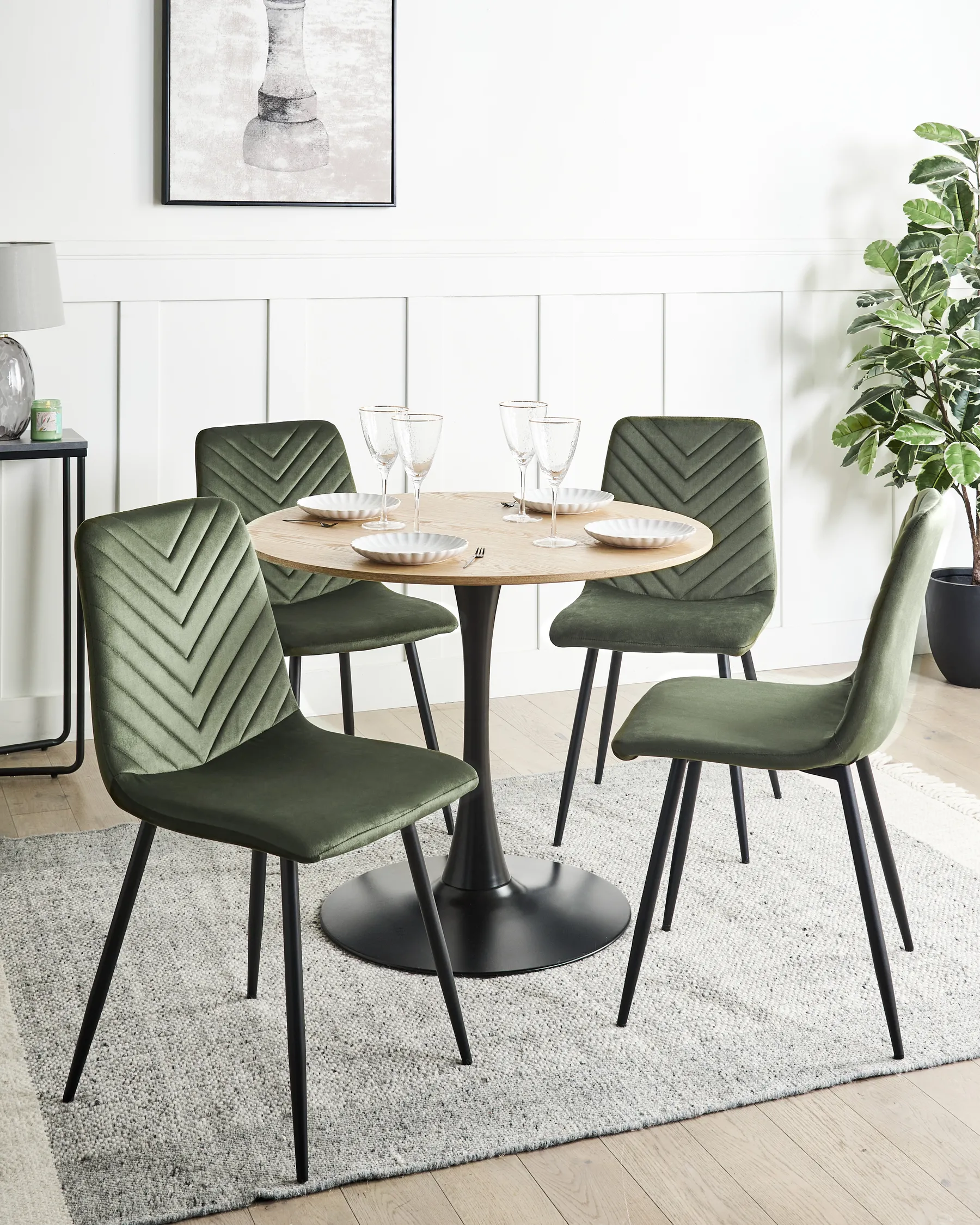 Esszimmerstuhl 4er Set HAVRE Samtstoff Olivgrün_1070993