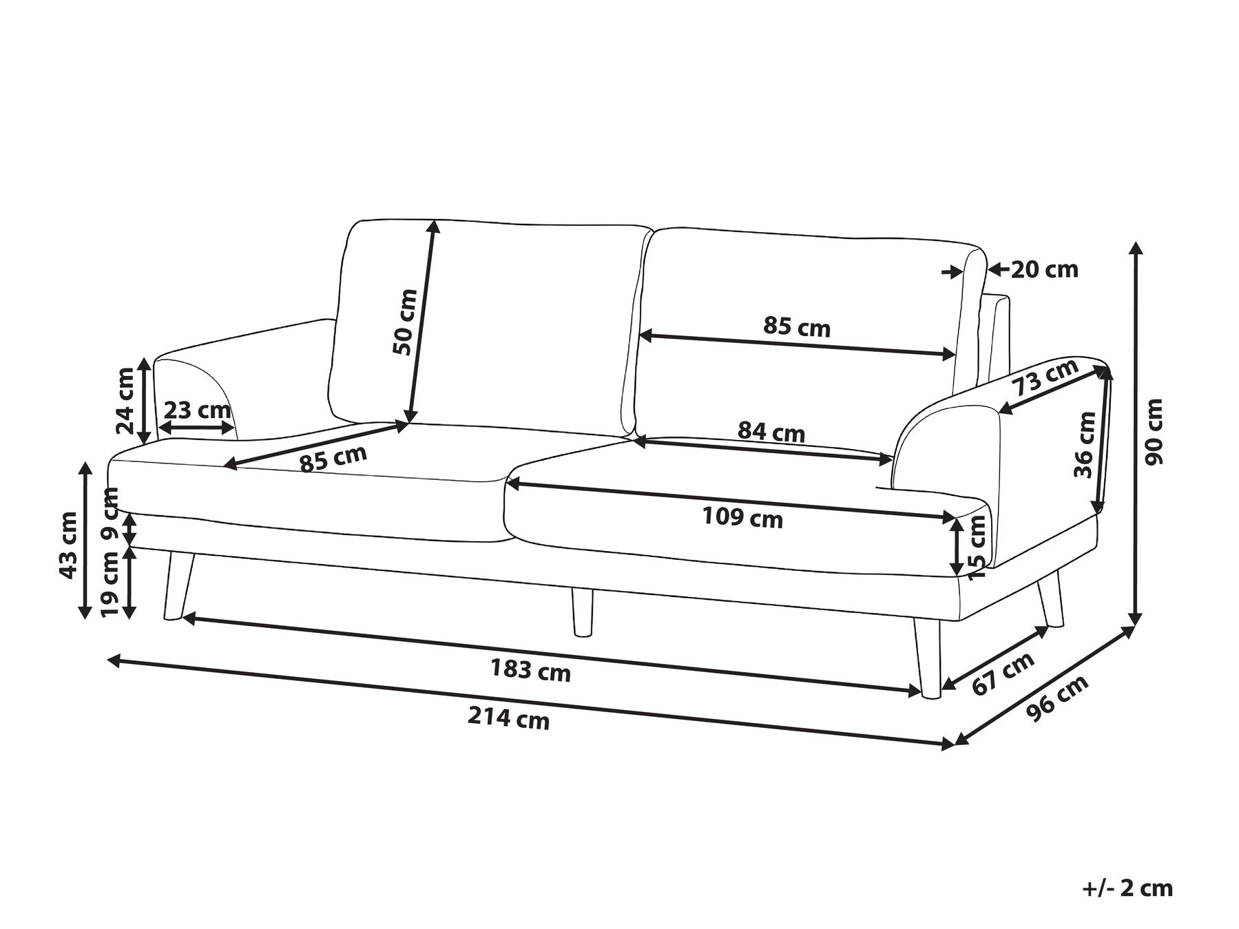 Sofa 3-Sitzer KILDAL Stoff Hellbeige_1058492