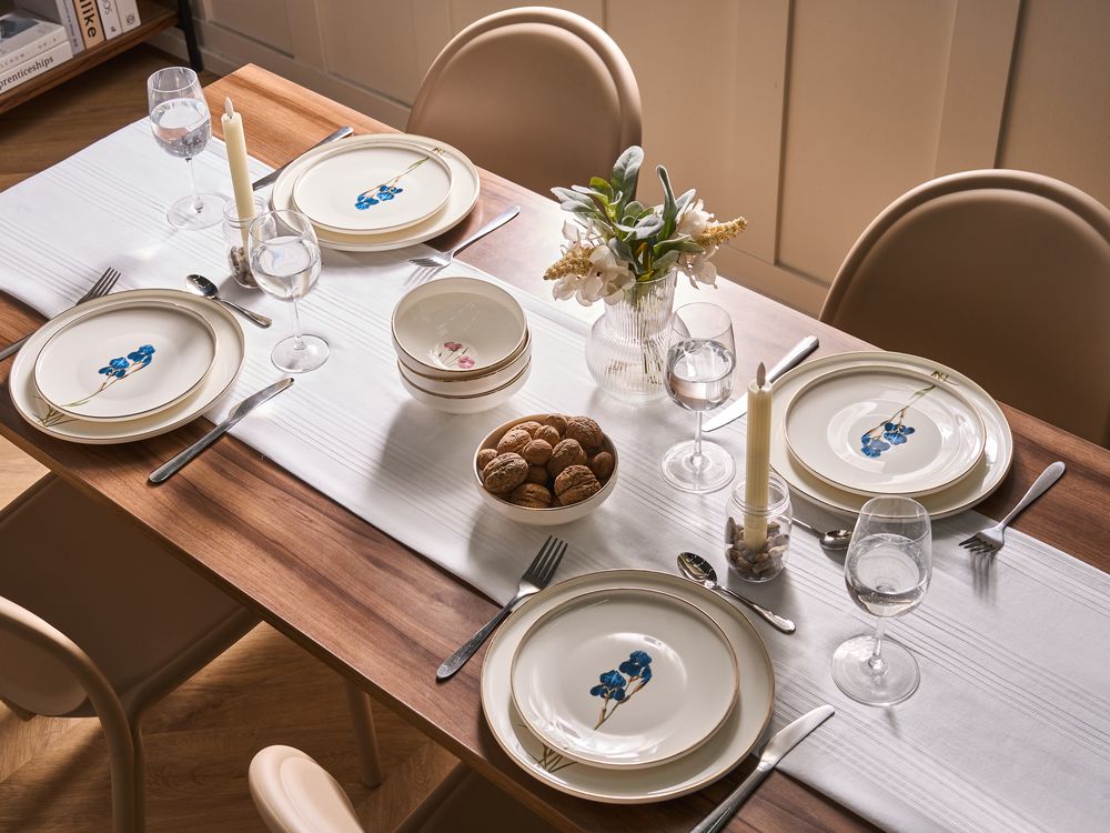 Set de 12 couverts de table HYSSOP Porcelaine Blanc
