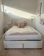 Bett mit Schubladen SARDENT Bouclé Cremeweiß 160 x 200 cm_1064374