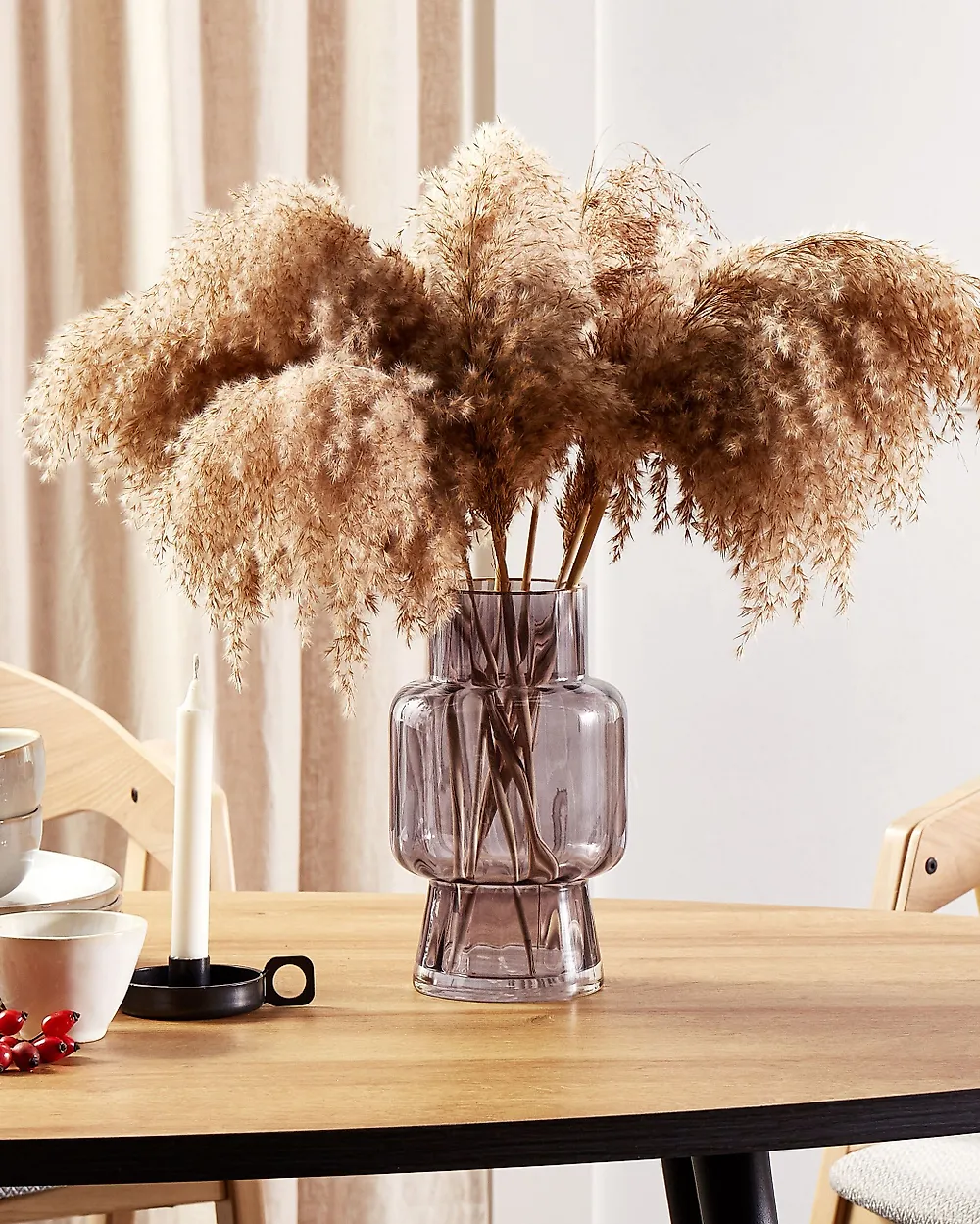 Flower Vase MEGALO 26 cm Glass Grey_1184195