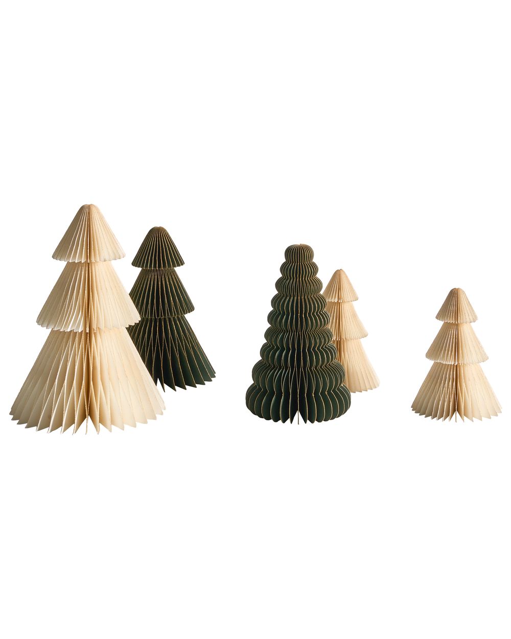 Set of 5 Christmas Decorations VORMA 25 cm Christmas Tree Beige/ Green