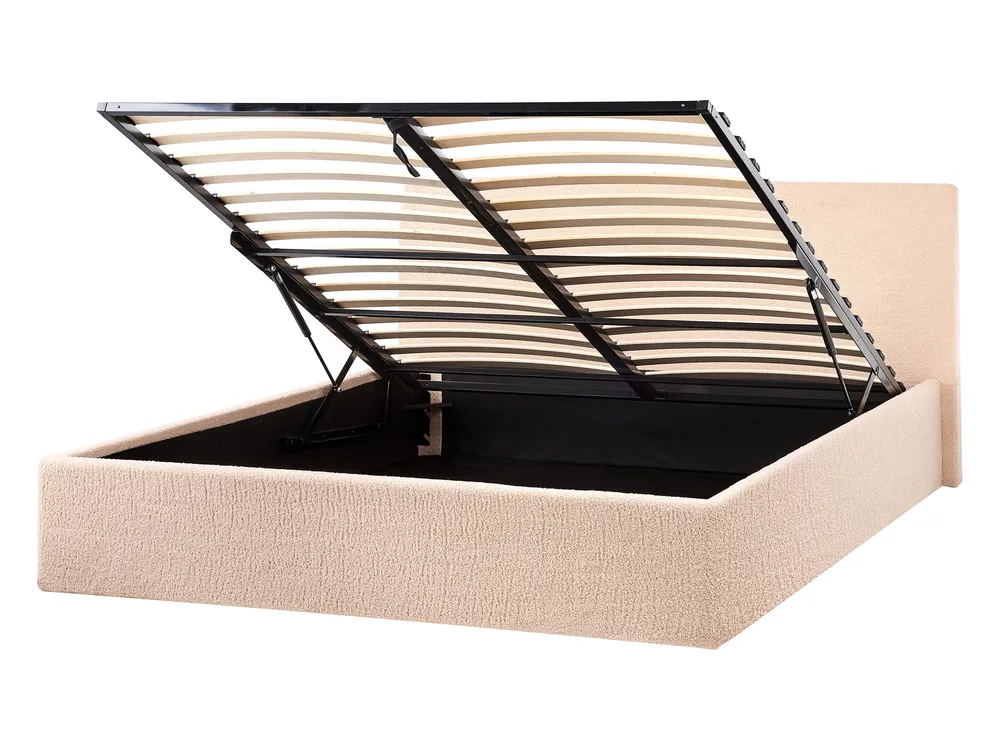 Bett mit Stauraum ORBEY Bouclé Beige 140 x 200 cm_964433