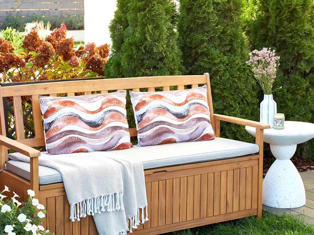 Gartenkissen 2er Set SEBORGA Abstraktes Muster 40 x 60 cm Braun_905259