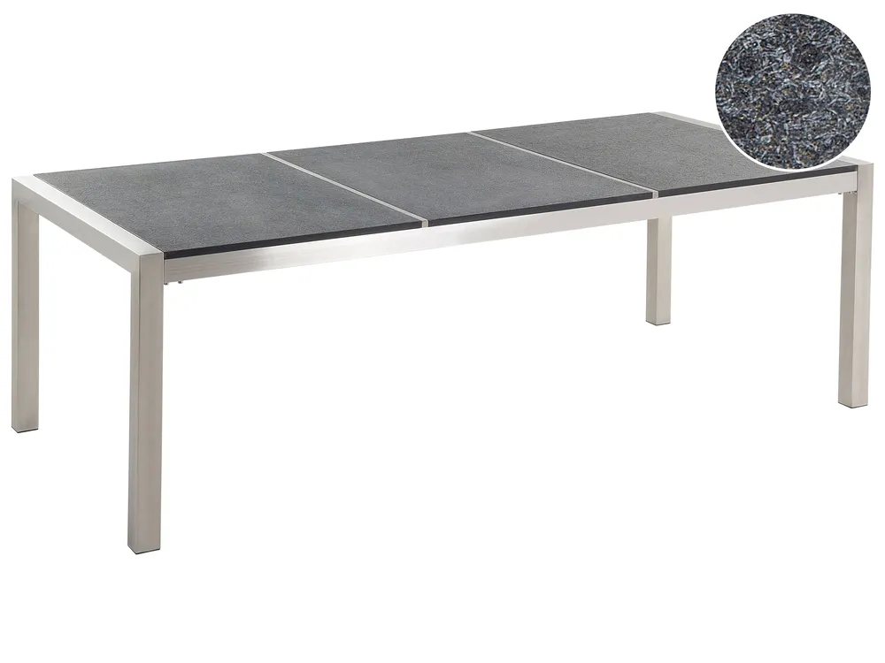 Gartentisch GROSSETO 220 cm 100 cm Granit geflammt Graphitgrau