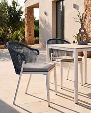 Set of 2 Garden Chairs with Cushions PARANEA Metal Grey_1179628
