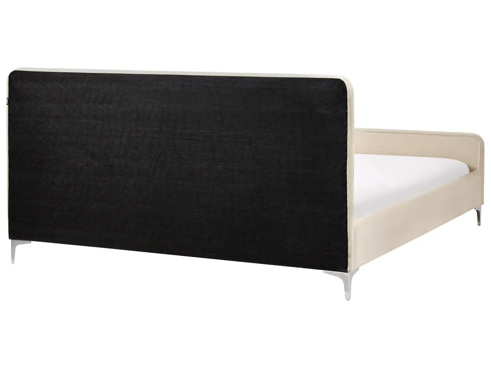 Bett mit Lattenrost Samtstoff LUNAN 180 x 200 cm Hellbeige_929277