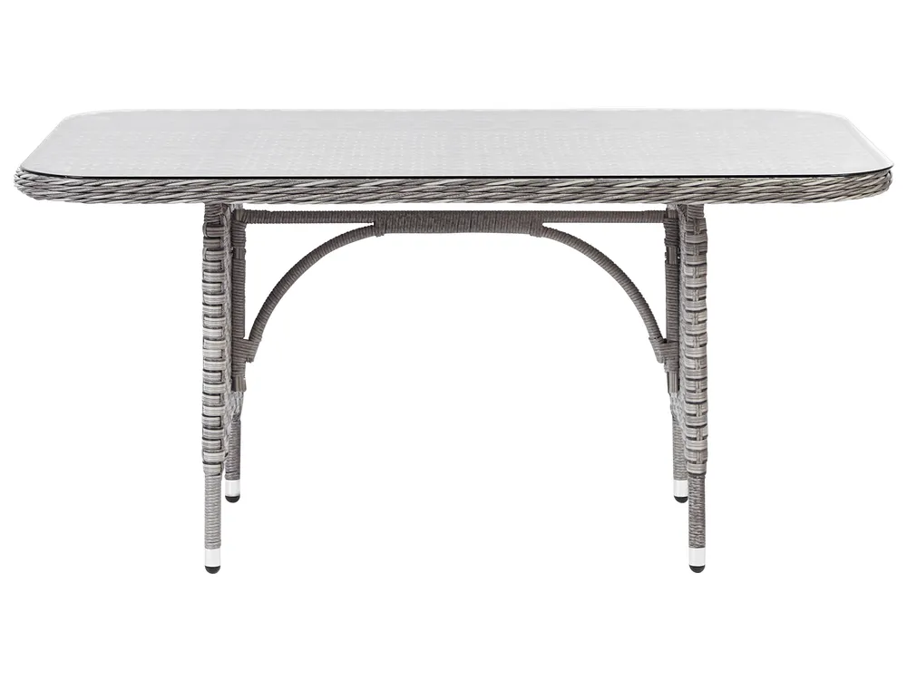 Garden Lounge Set with Table and Ottoman 9 Seater LACONA PE Rattan Light Grey Right Hand_918373