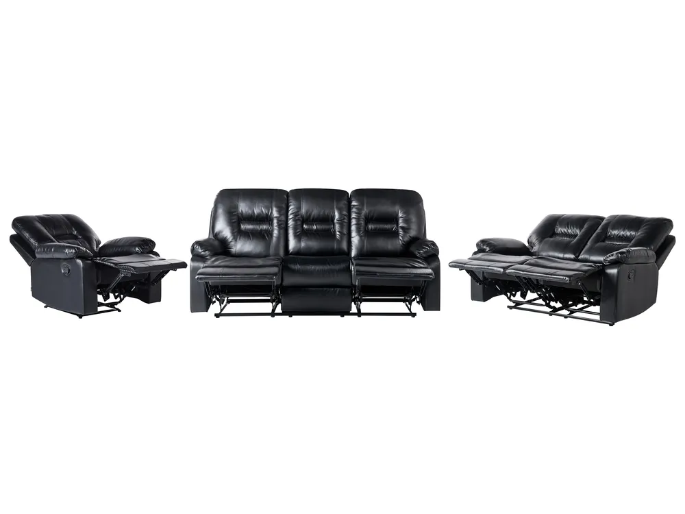 Sofa Set manuell verstellbar 6-Sitzer BERGEN Kunstleder Schwarz