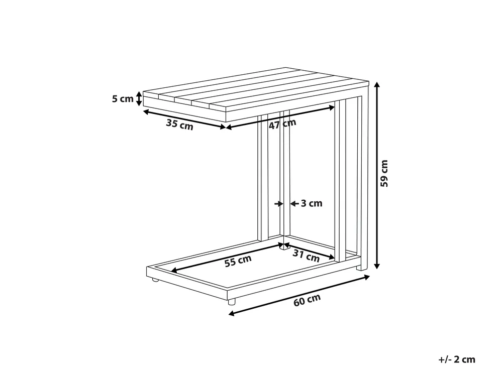Outdoor Beistelltisch MESSINA 60 cm 35 cm Weiß_932113