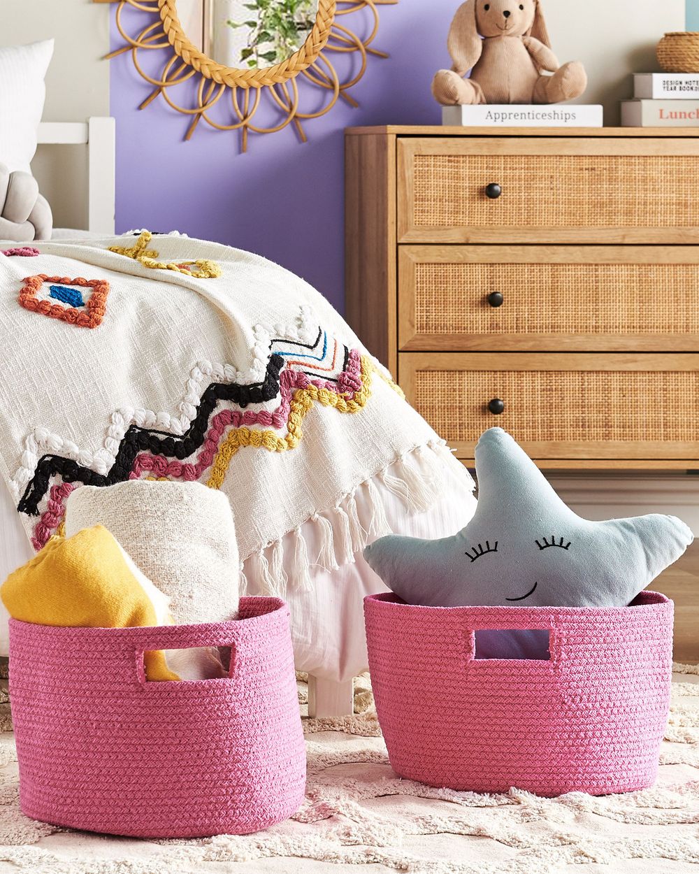 Set van 2 manden CHINIOT Katoen Fuchsia