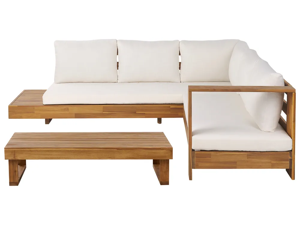 Garten Ecksofa mit Tisch 5-Sitzer MARETTIMO zertifiziertes Akazienholz Braun linksseitig
