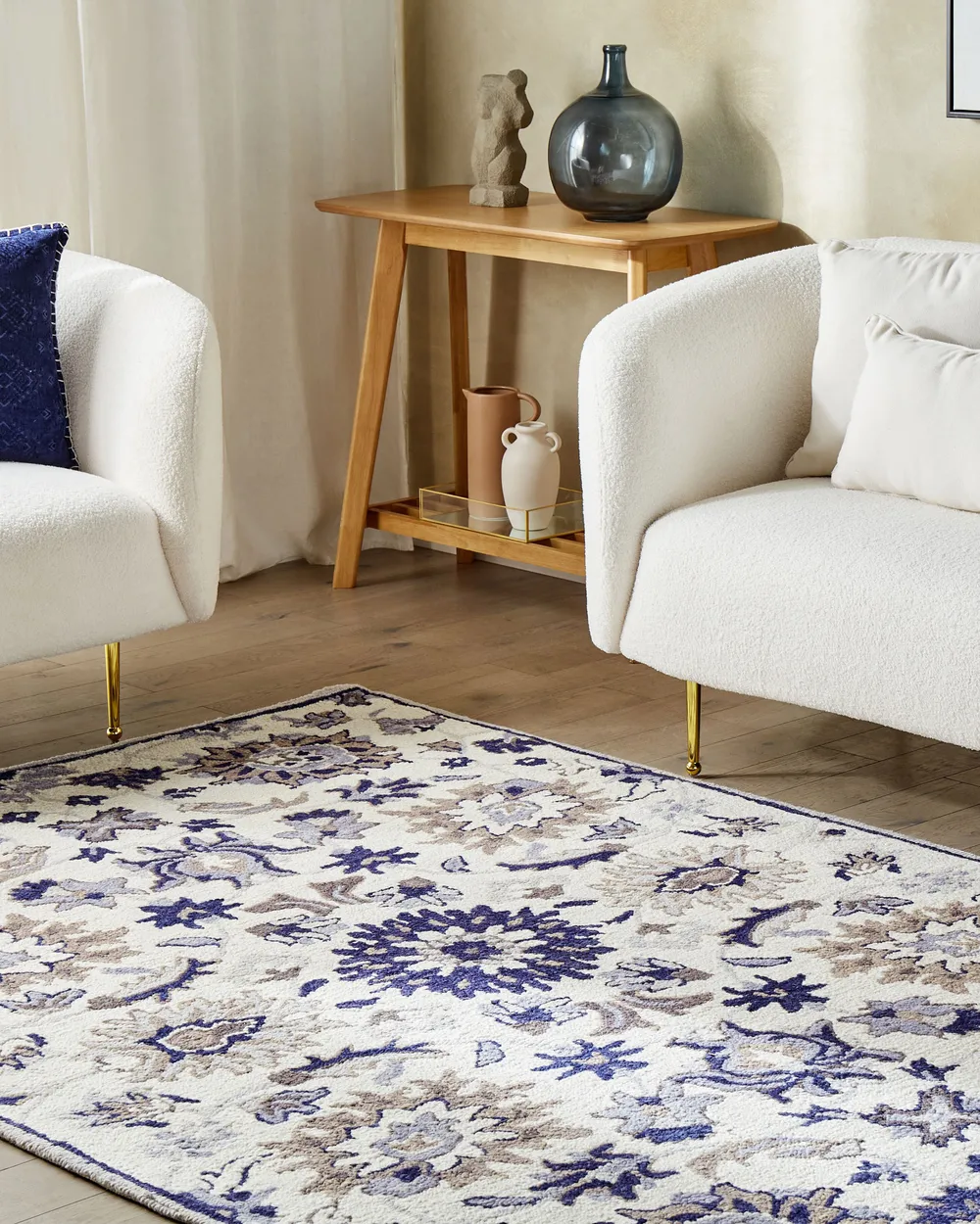 Teppich KUMRU Beige 200 x 200 cm Wolle