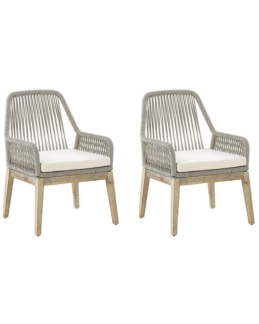 Set mit 2 Stühlen und Sitzkissen OLBIA Cremeweiß
