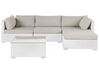 Garten Ecksofa mit Tisch 4-Sitzer SANO modular Polyrattan Weiß linksseitig