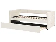 Ausziehbett Samtstoff CHAVONNE 90 x 200 cm Cremeweiß_1069380