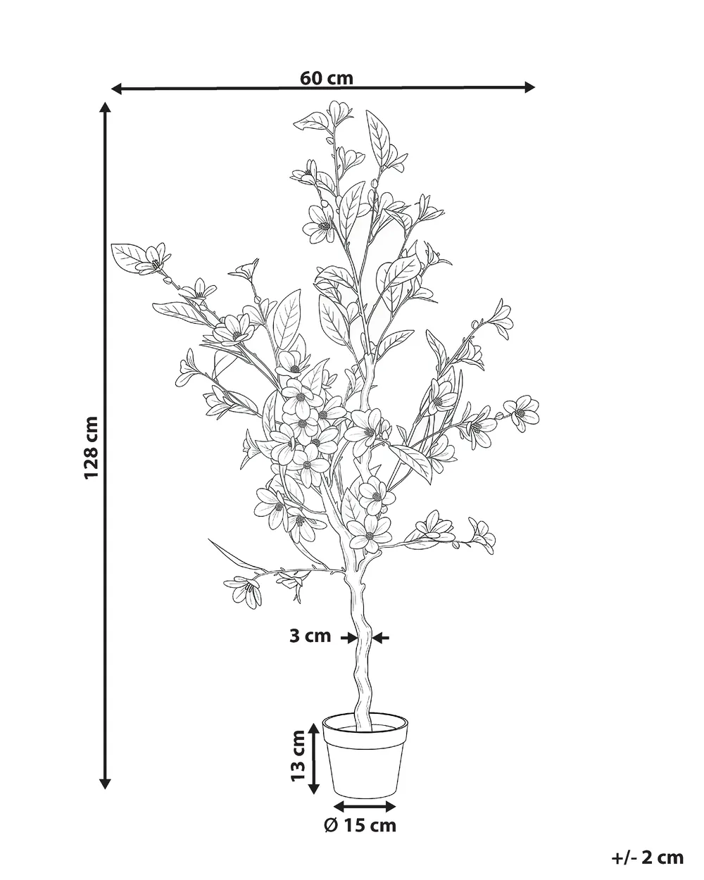 Kunstpflanze MAGNOLIA TREE 128 cm Grün_1069920