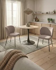 Set of 2 Dining Chairs CALERA Fabric Taupe_1055211