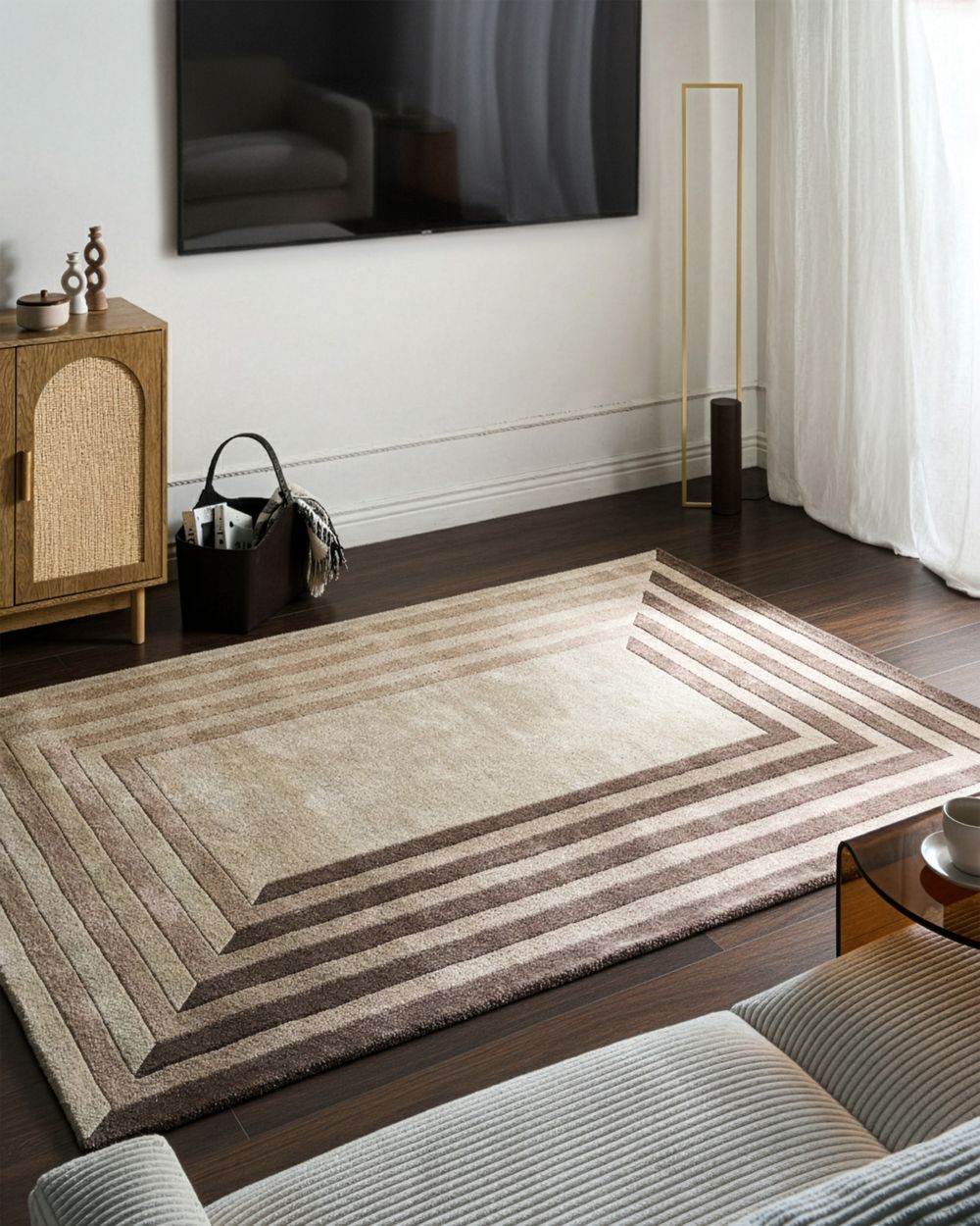 Rug SARAI Beige 160 x 230 cm Viscose