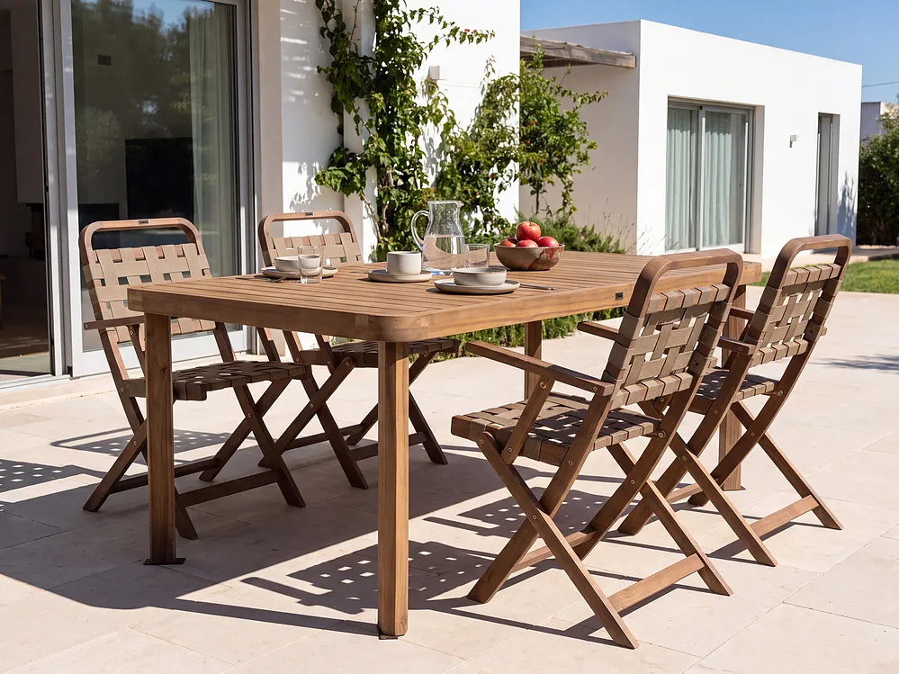 Outdoor Dining Table for 6 RONCELLO 180 cm 90 cm Acacia Wood Brown_1156006